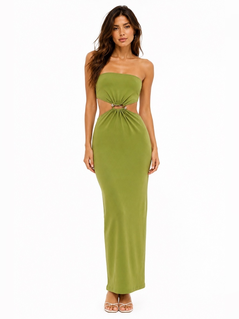 Reformation Amaia Avocado Green Cutout Maxi Dress L NWT